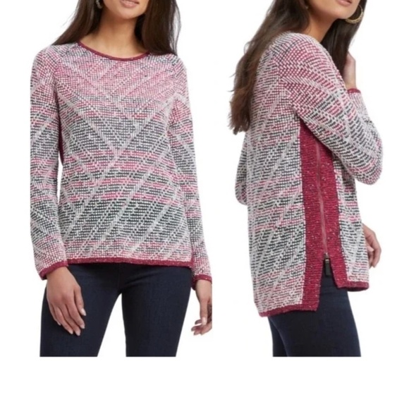 Nic + Zoe Multi Color Side Zip Thick Sweater (PL) - Picture 1 of 10